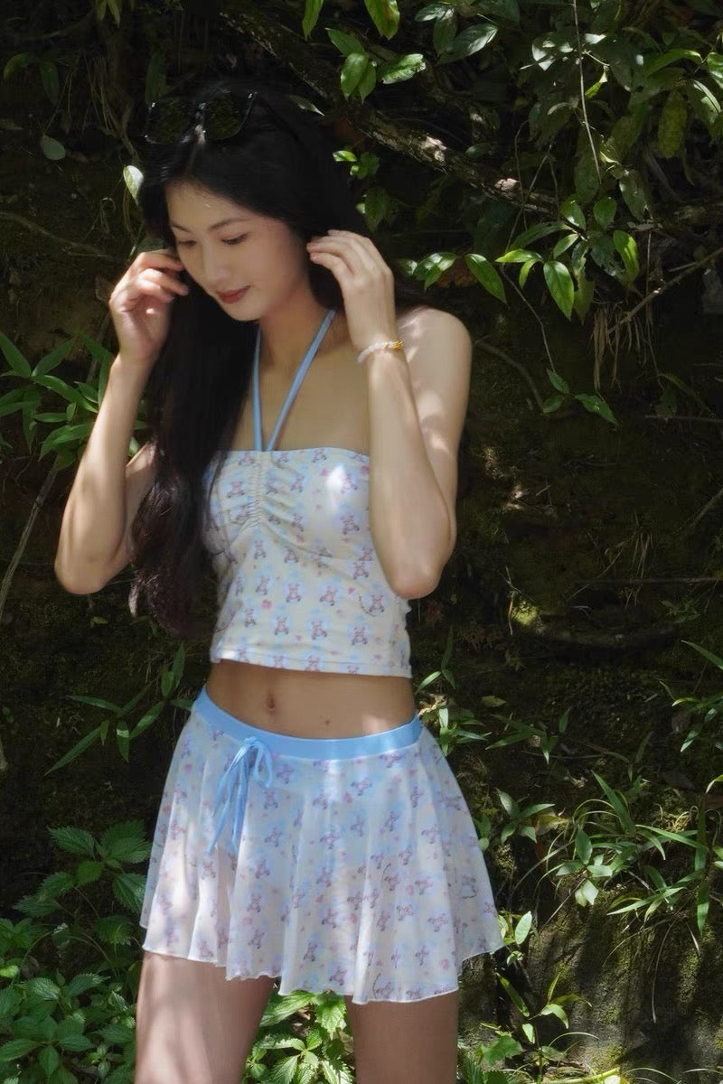 Teddy Tube Top + Skirt Bikini BK33 Two Piece Set