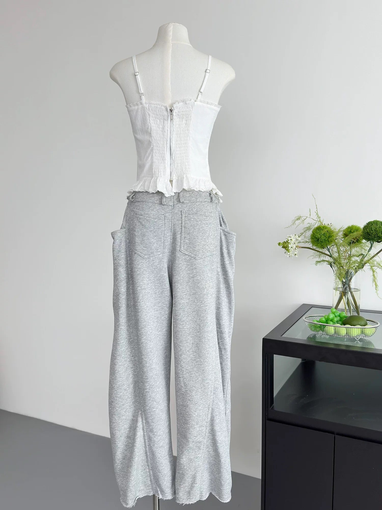 Grey Cotton Long Pants