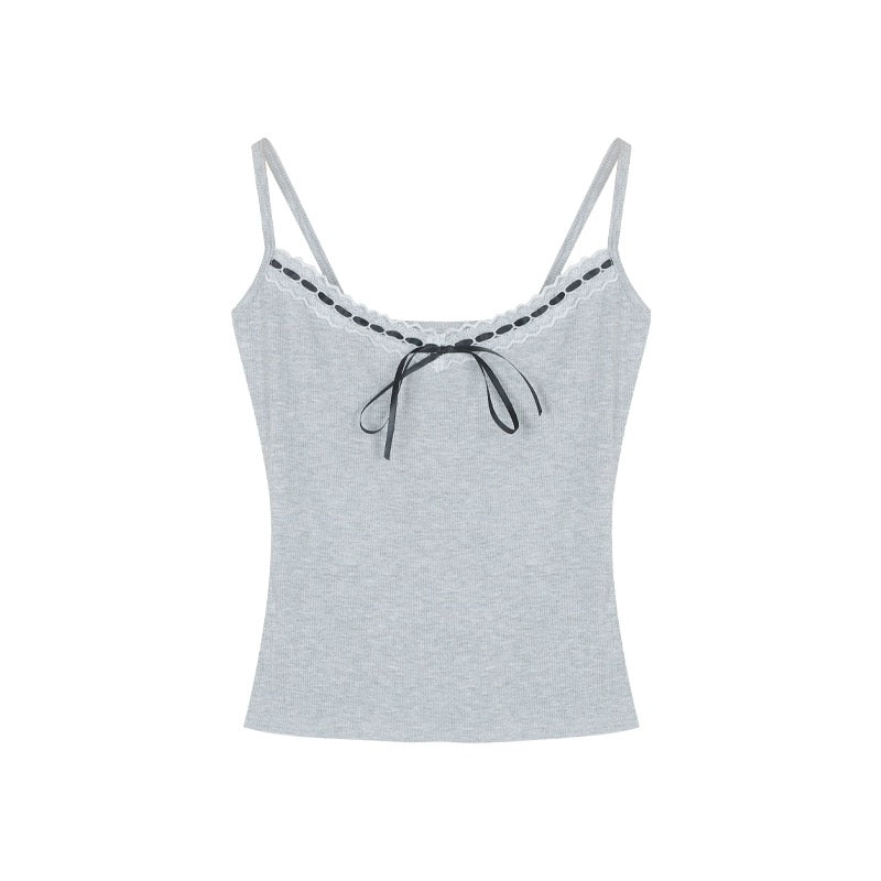 Mini Ribbon Basic Sleeveless Strap Top (white)
