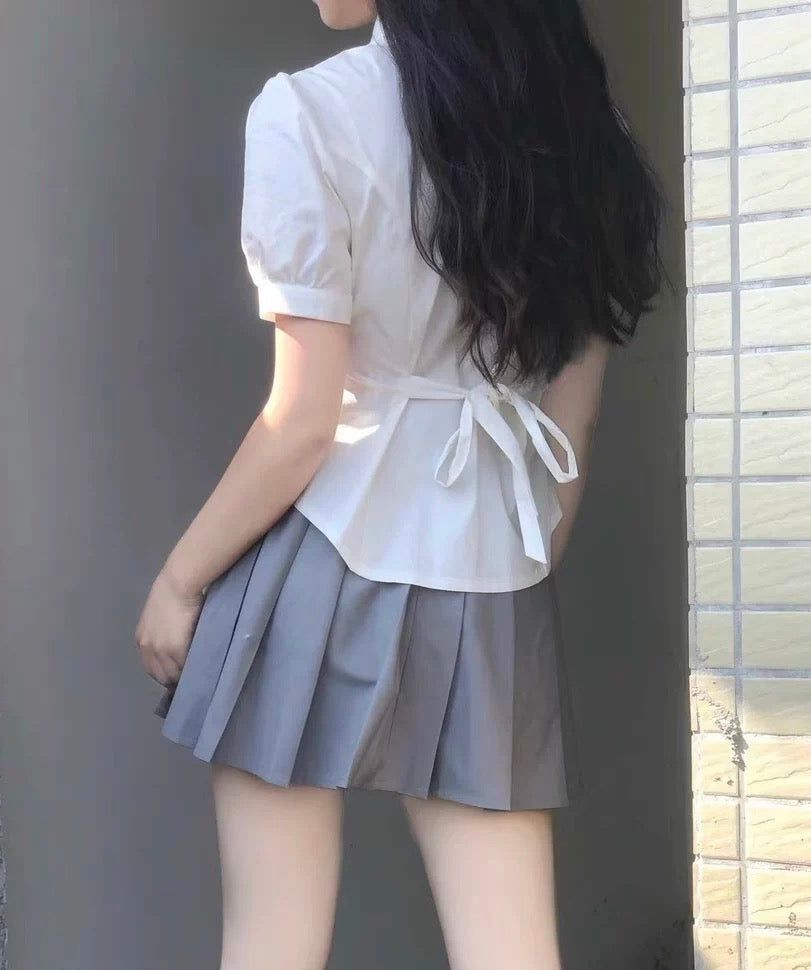 White Uni Top With Tie