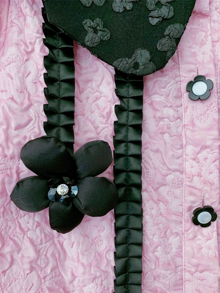 Oversize Barbie Pink Black Collar Dress