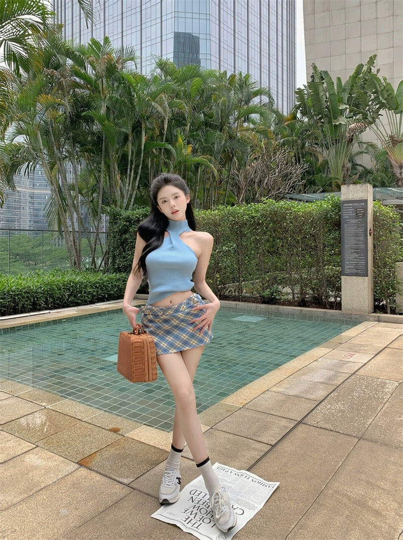 Mina Blue Waist  Mini Skirt (XS)