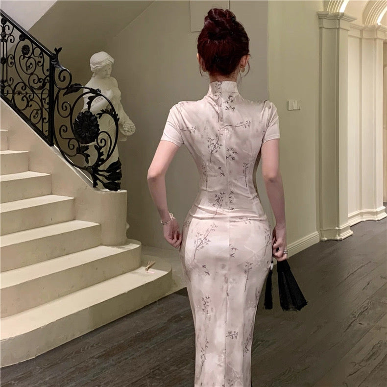 Black Mix Cheongsam CD004 Long Dress