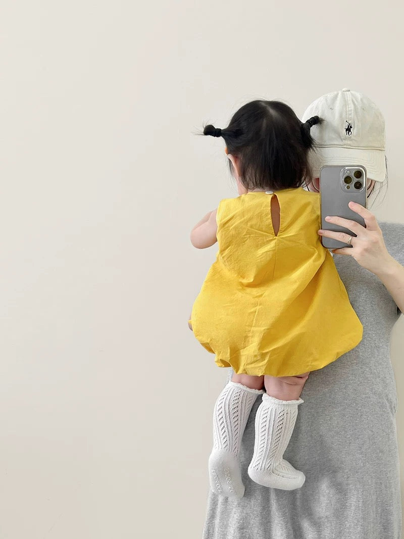 Little Girl Cute Duck Mustard Dress (90,100)