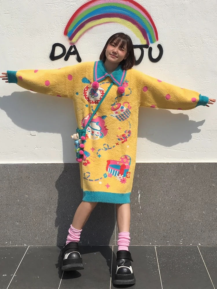 Fun Yellow Knitted Dress