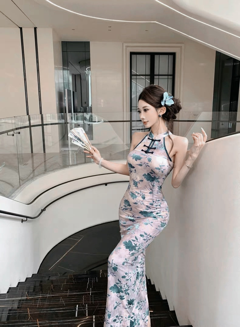 Blue Cheongsam CD034 Long Dress (S, M, L)