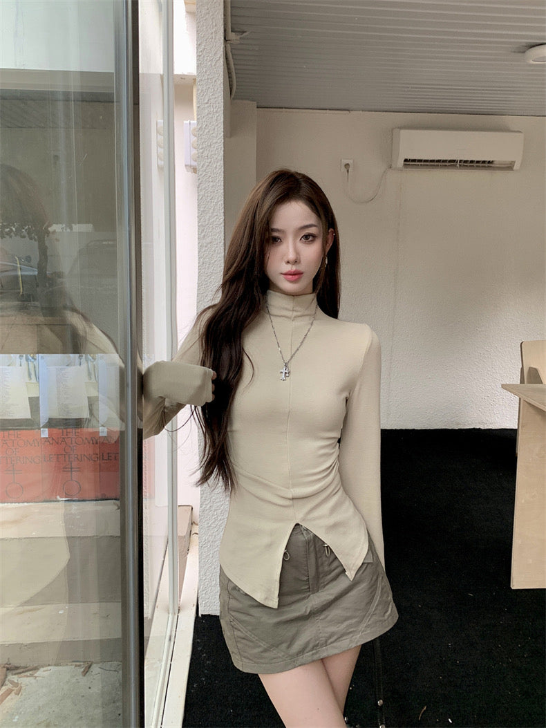 Halter Collar Long Sleeve Top
