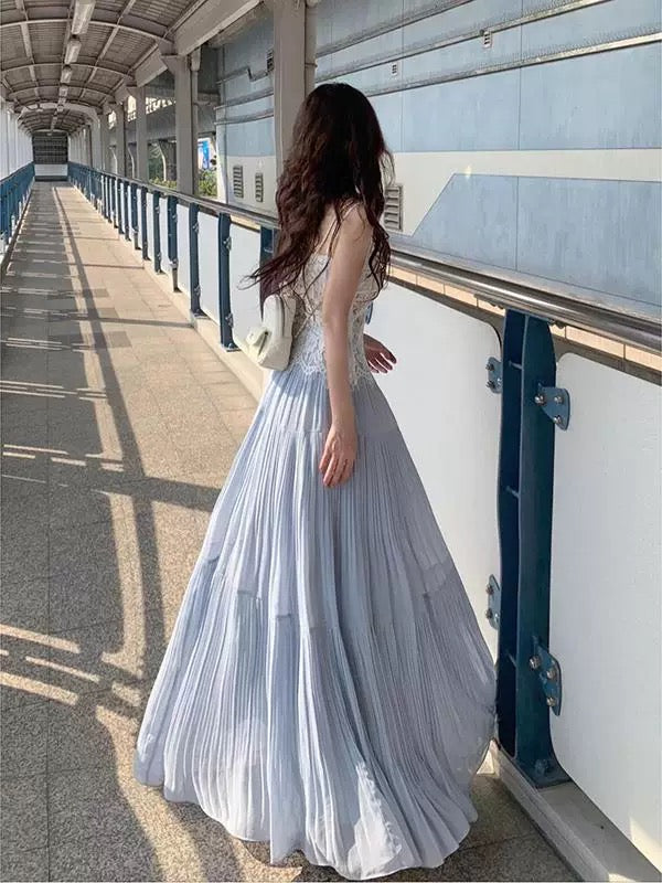 Pleated Chiffon Maxi Long Skirt