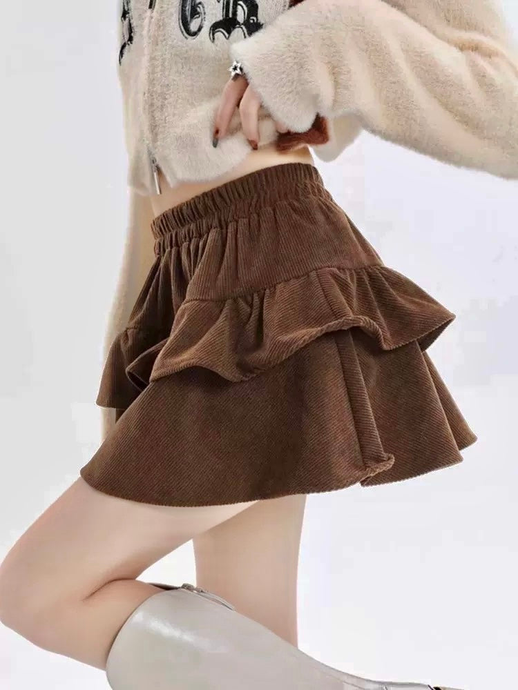 Corduroy/Cream Two Layer Skirt