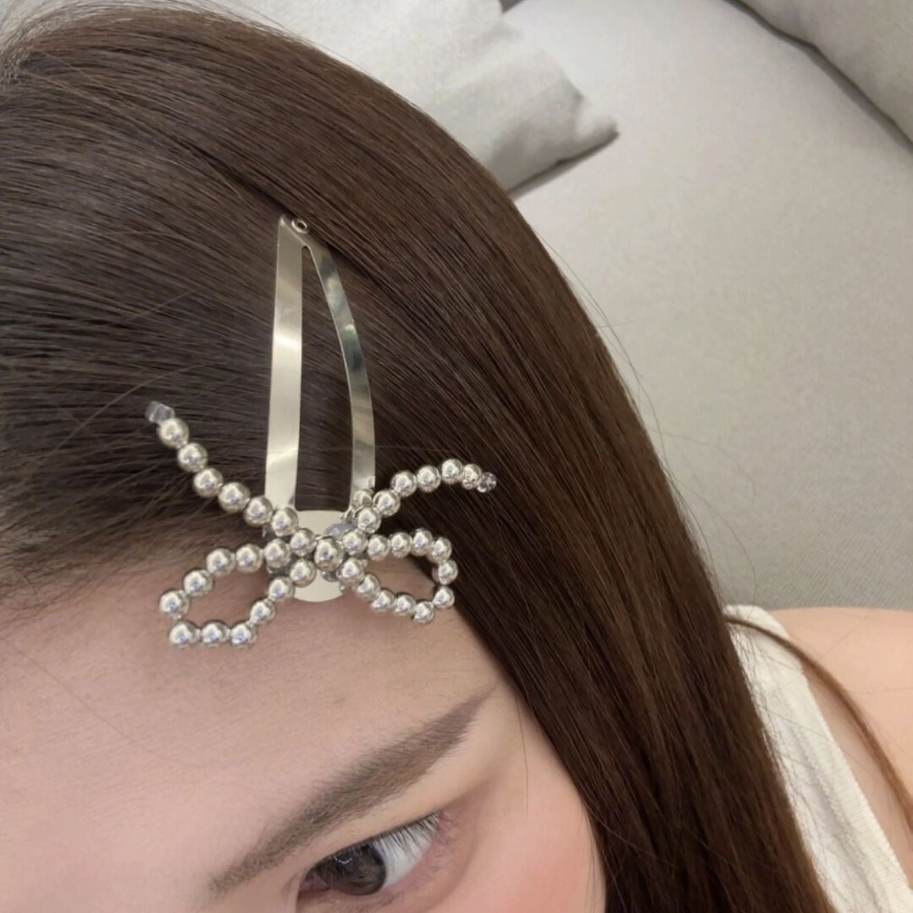 Mini Silver Ribbon Hair Pin Set