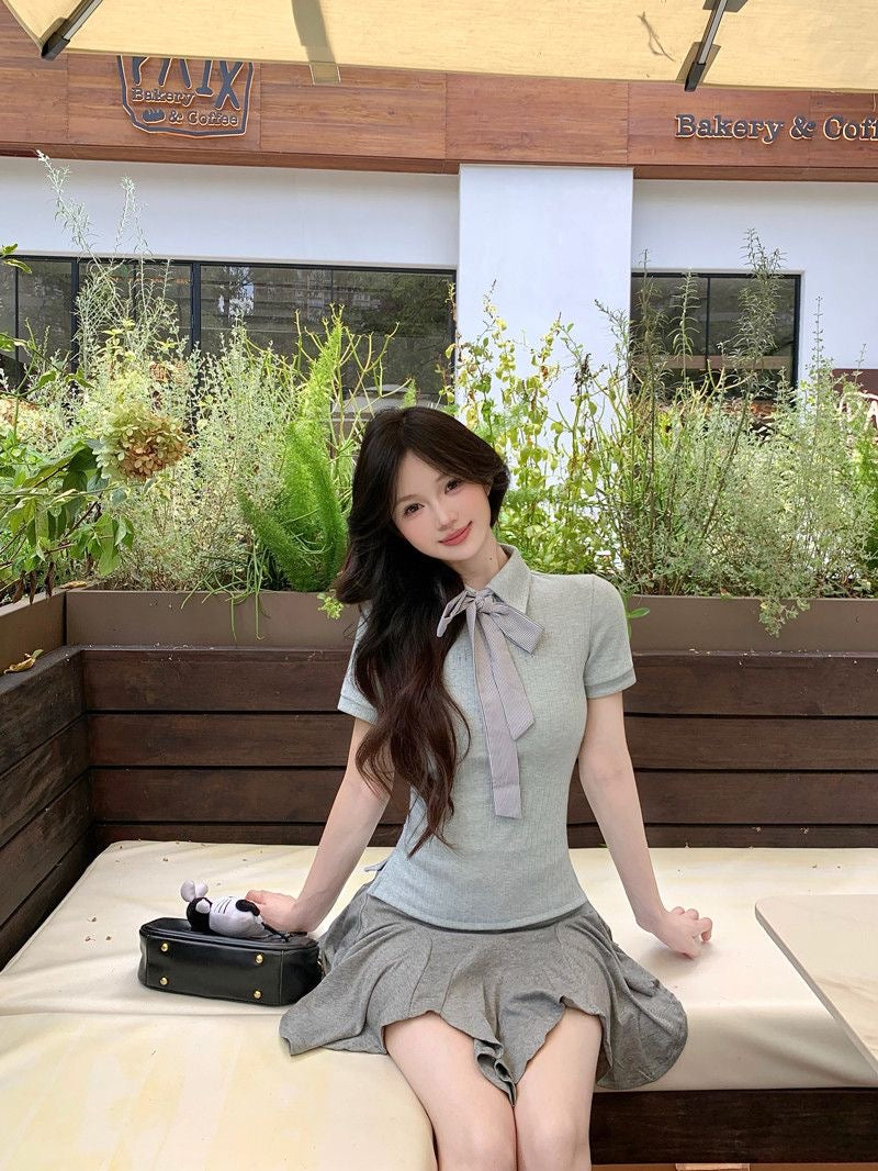 Uni Short Sleeve Top With Ribbon