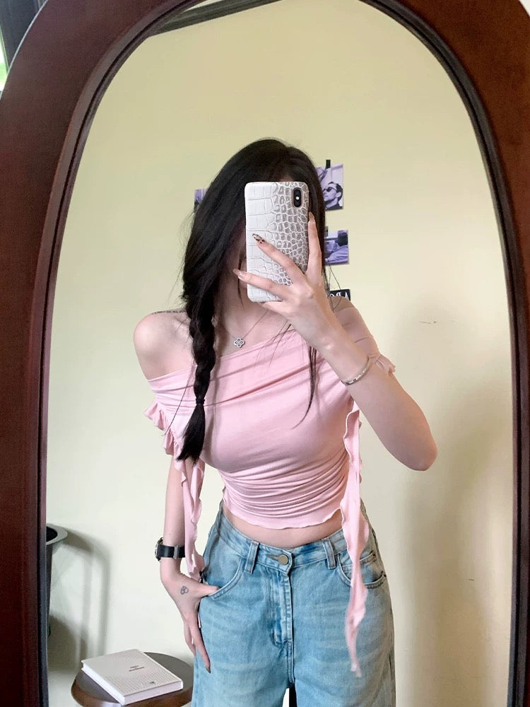 Off Shoulder Jelly Thin Top