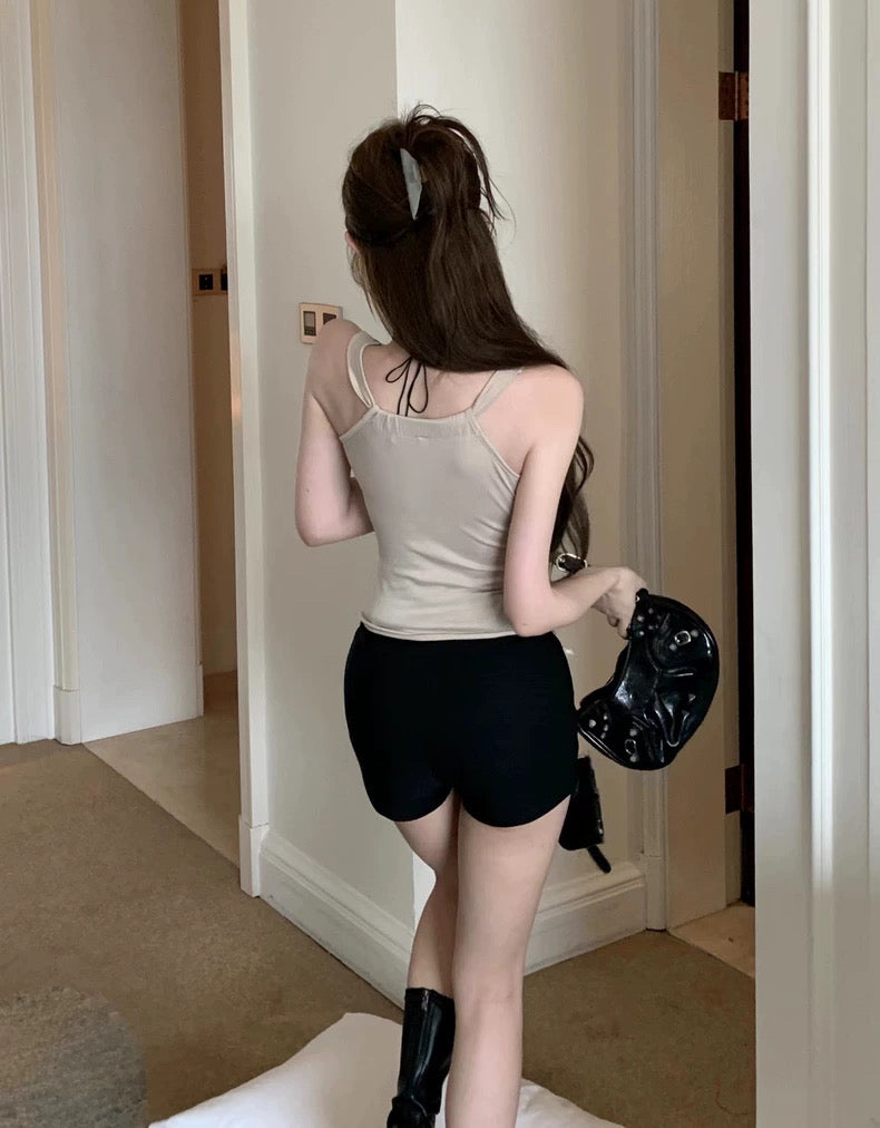 Beige Sleeveless Chains Top
