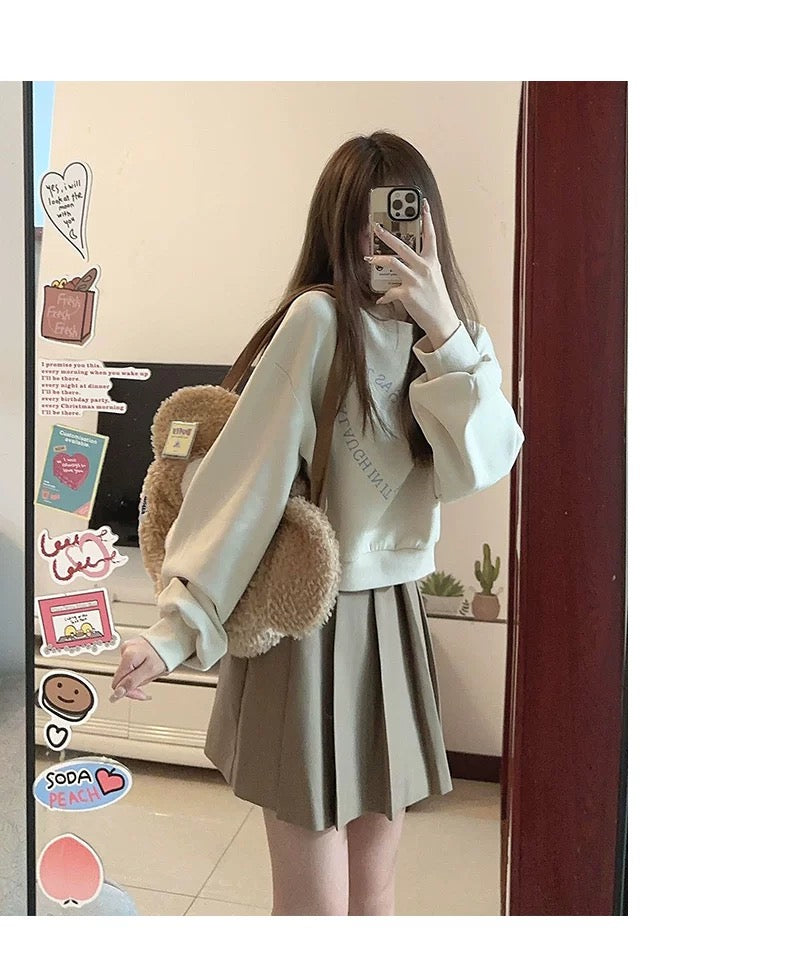 Basic High Waist Pleated Skirt