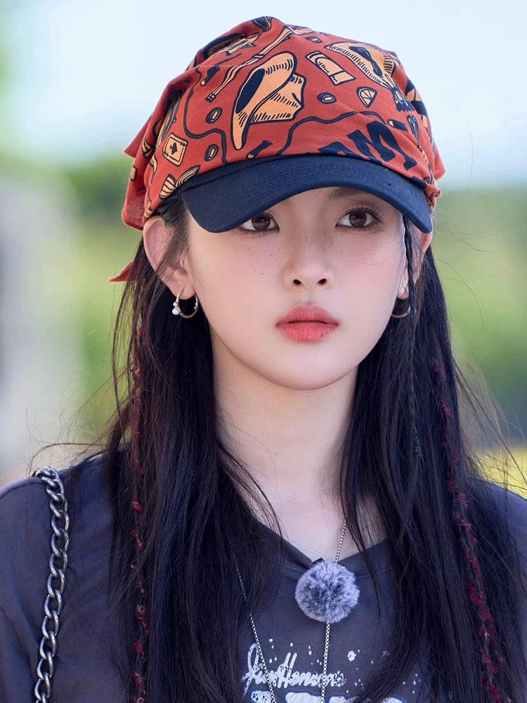 Cool Scarf /Headband (Orange, White)