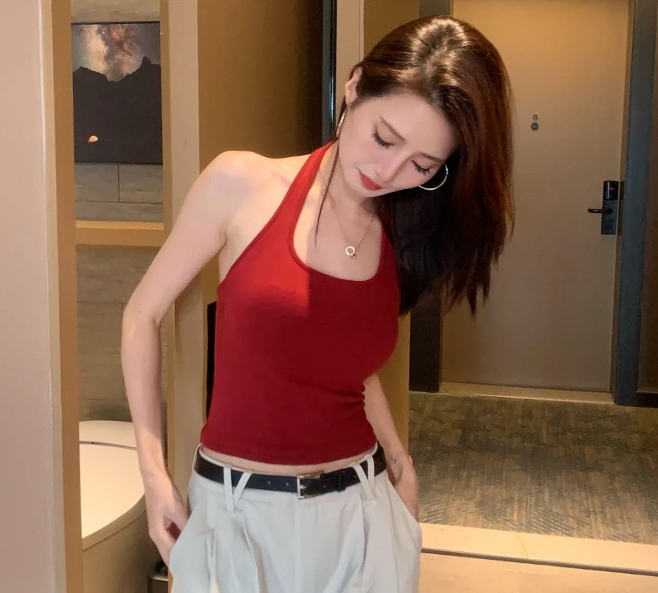 Round Collar Red Top