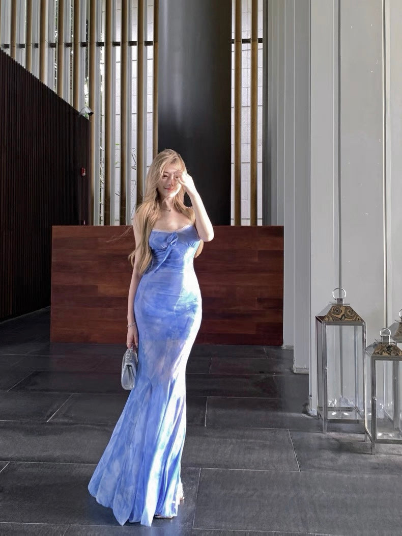 Lace Collar Blue, Purple Long Dress (S, M)