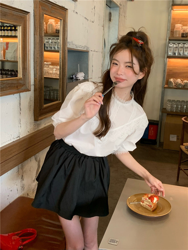 Puff Sleeve White Top