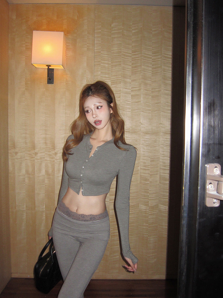 Long Sleeve Top + Long Pants Two Pieces Set