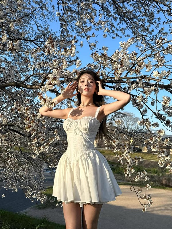White Strap Mini Dress
