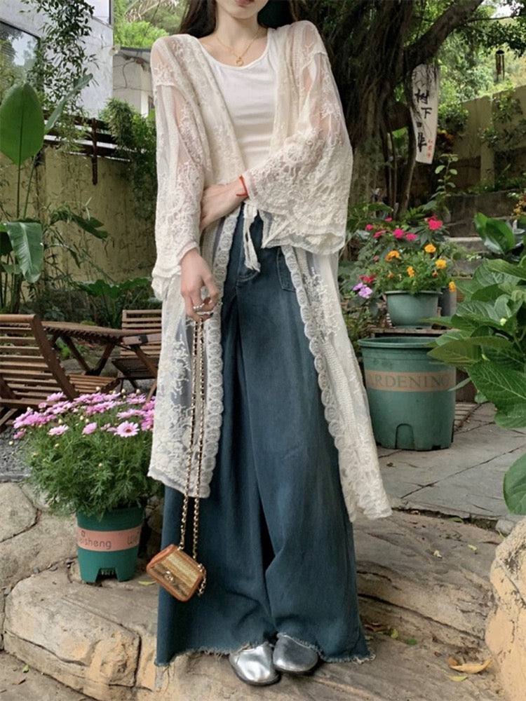 Embroidery Long Cardigan