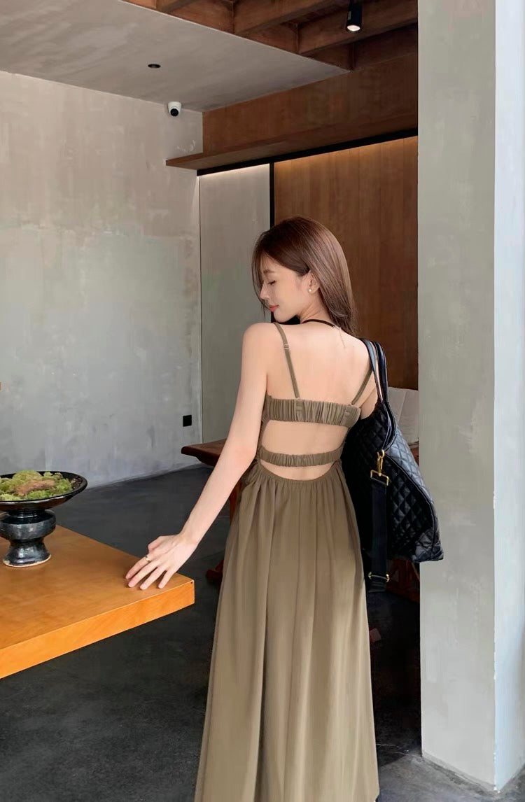 Bareback Waist Cut Long Dress
