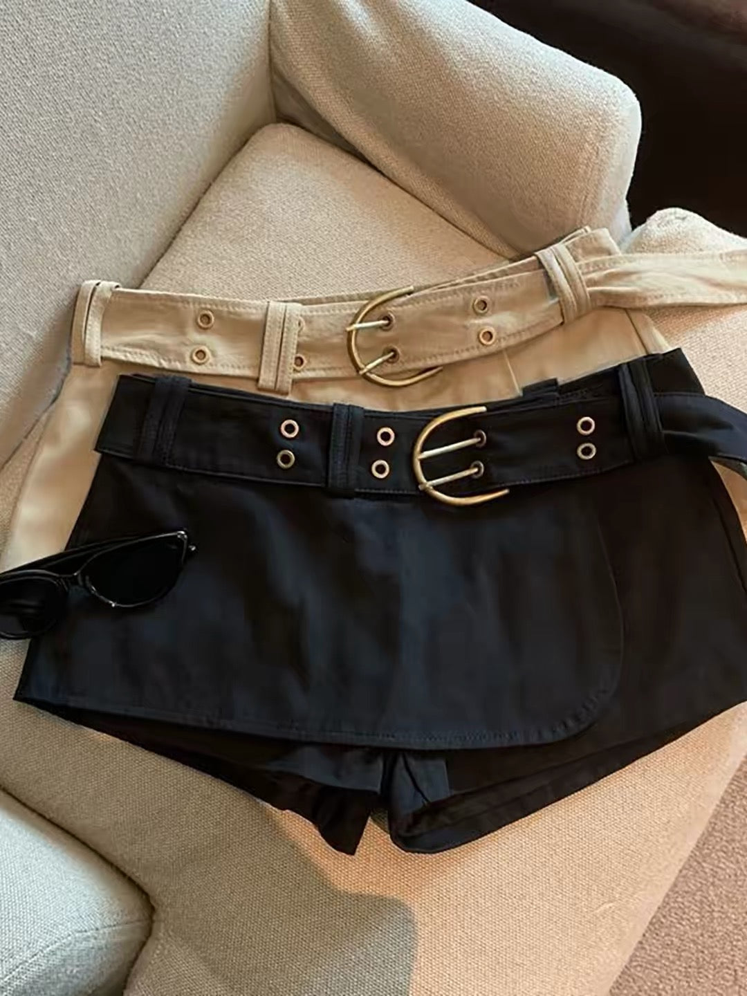 Black Low Waist Mini Skort Shorts SK39 (S)