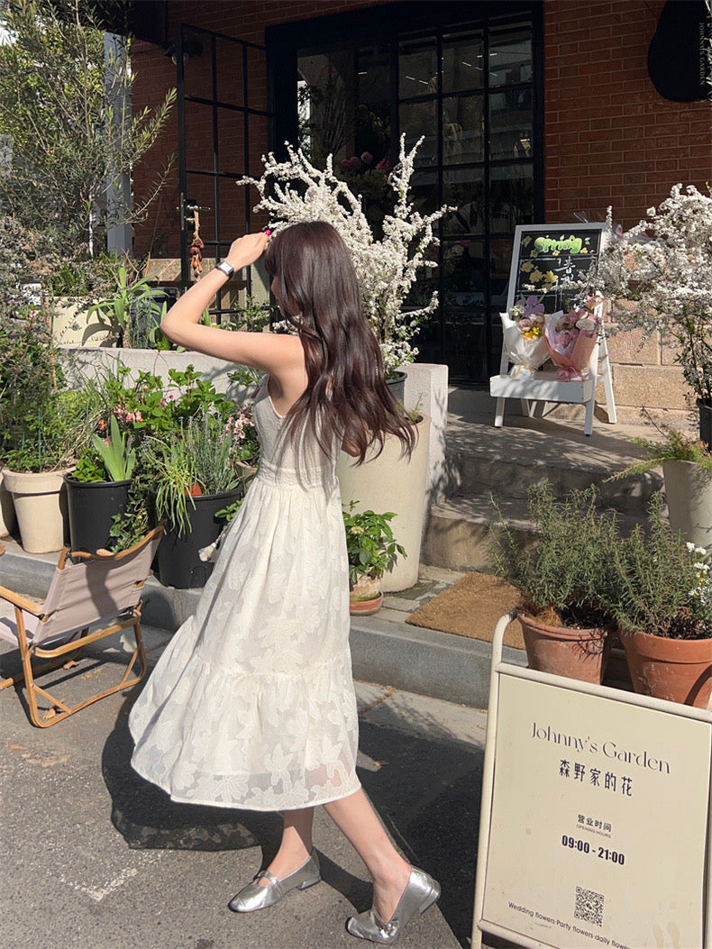Seashell Beige Lacey Strap Dress (S)