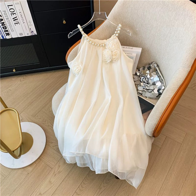 Chiffon 3D Roses Mini Dress
