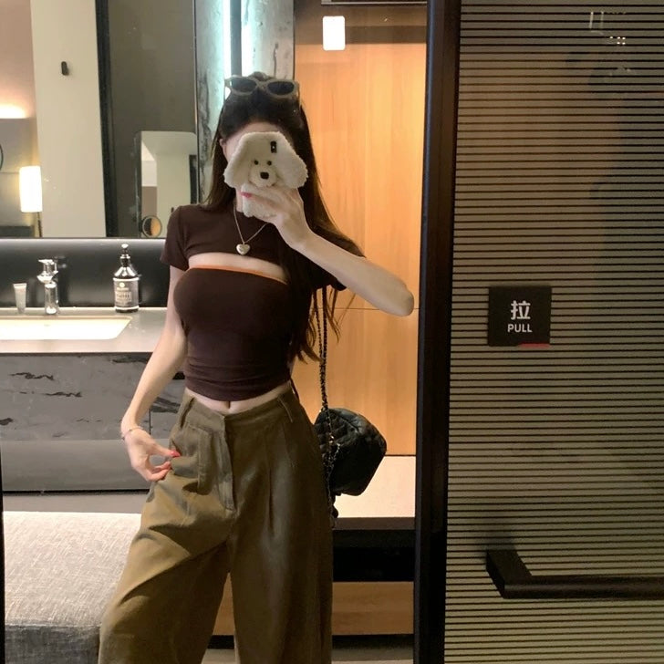 Brown Two Piece Tube Top