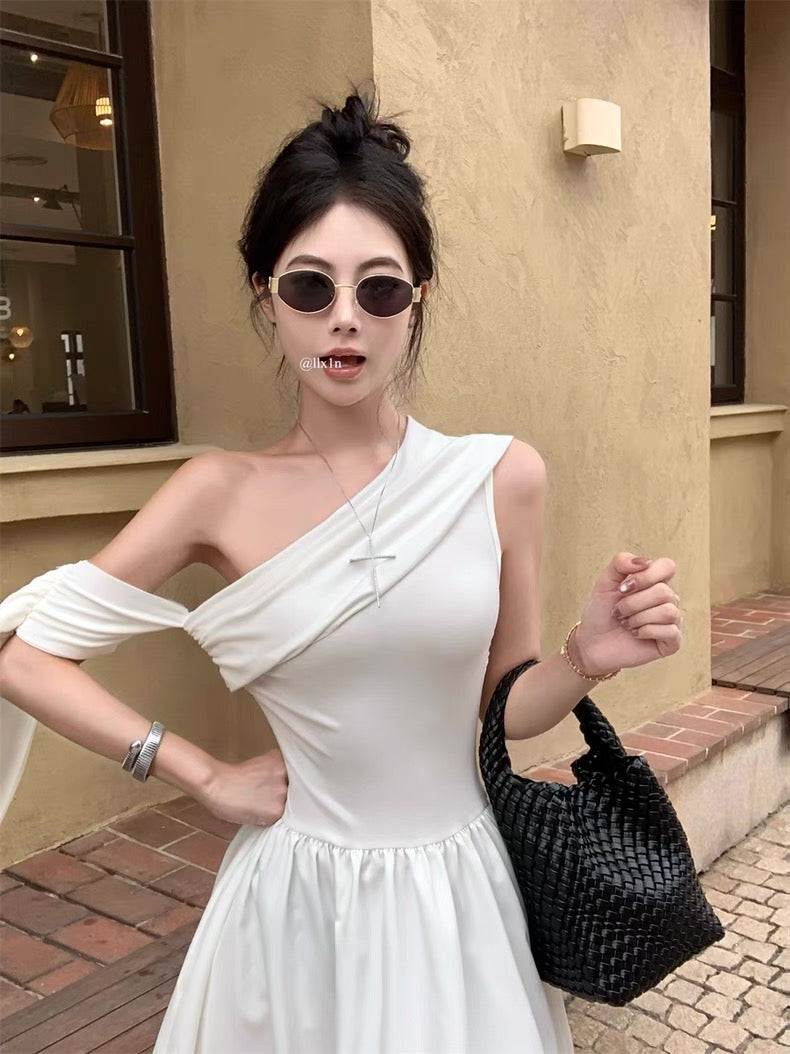 Off Side Shoulder Long Dress