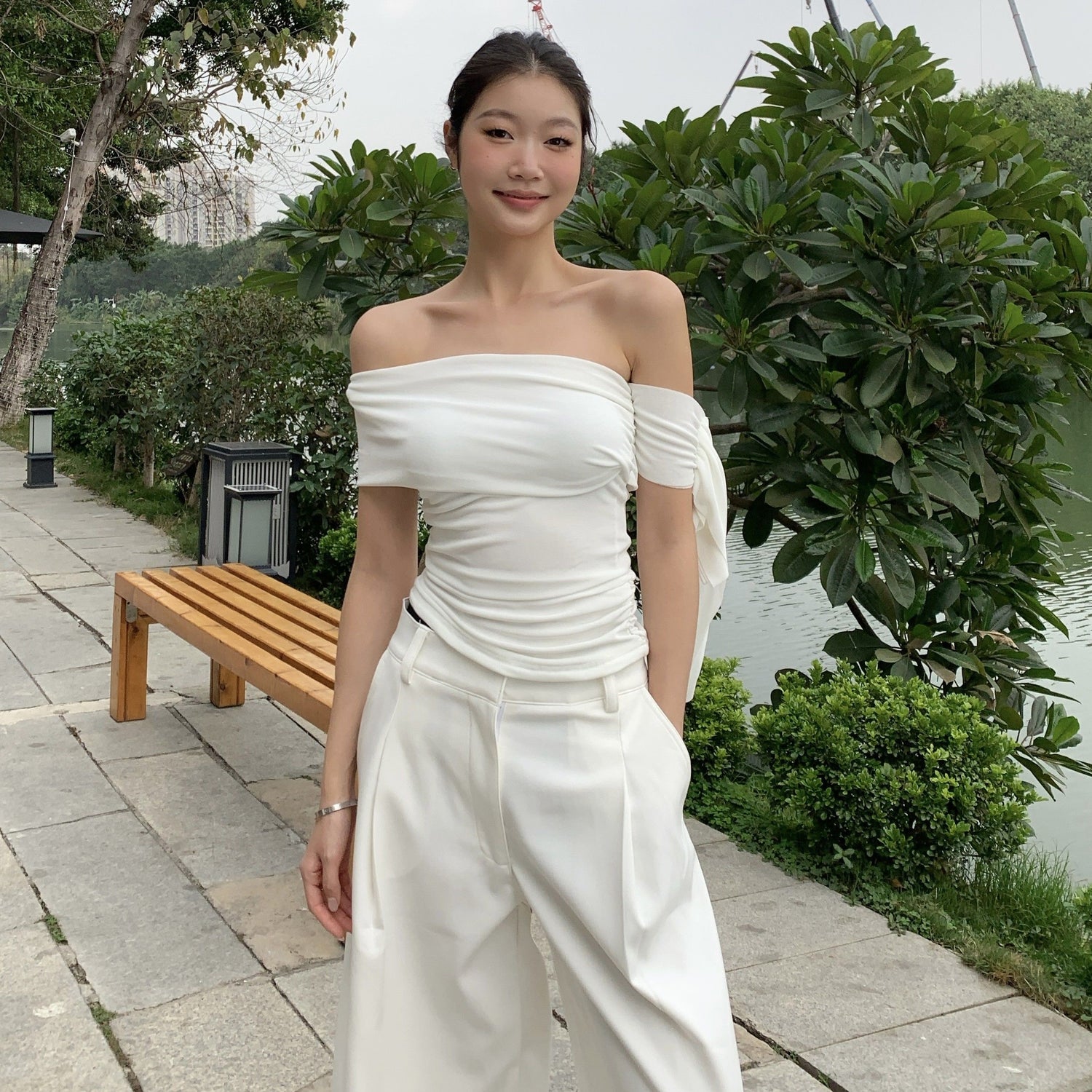 Side Off Shoulder Sleeve Top
