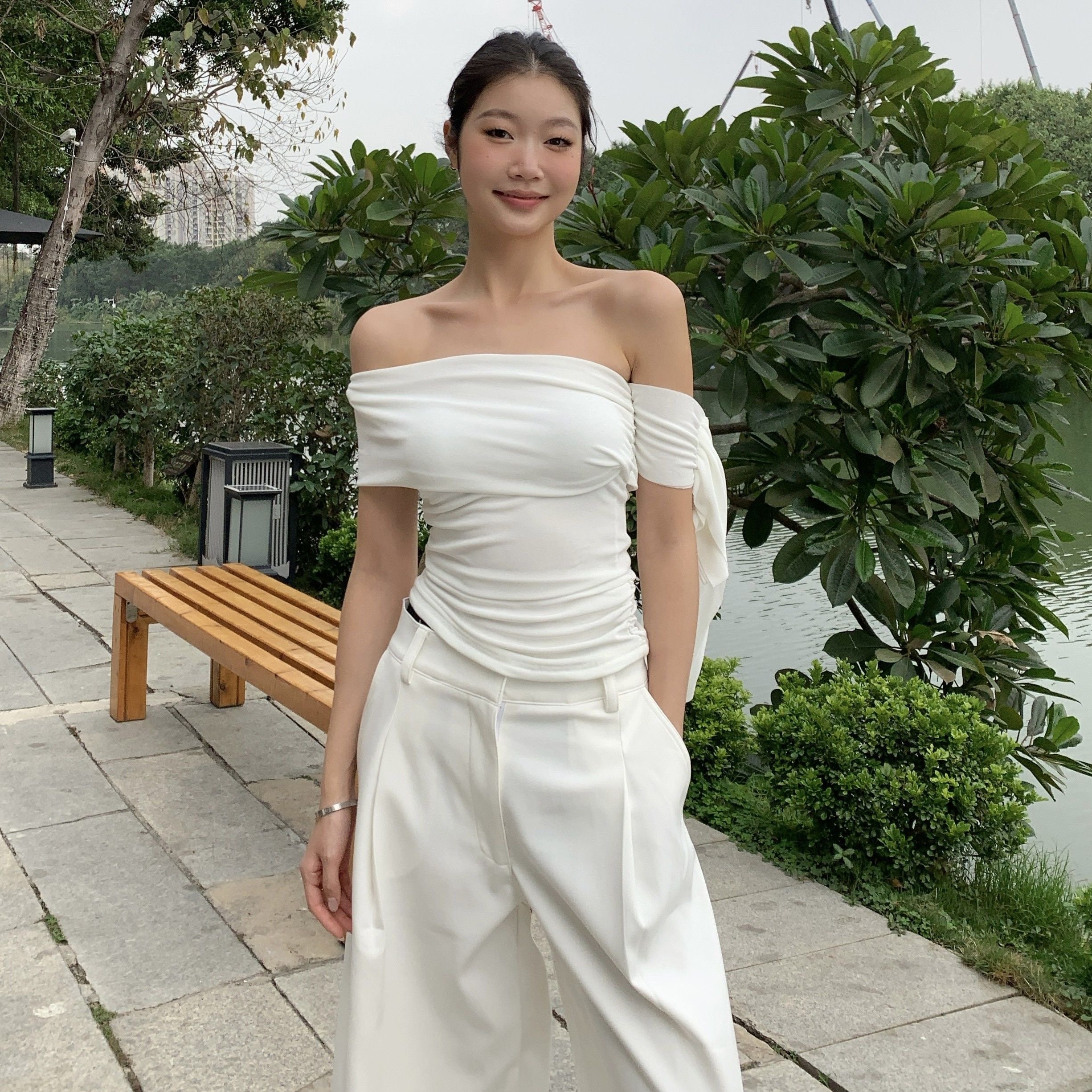 Side Off Shoulder Sleeve Top
