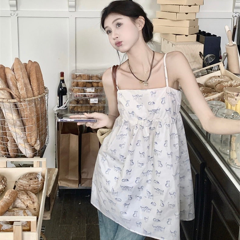 Kittens Print Strap Top/Dress