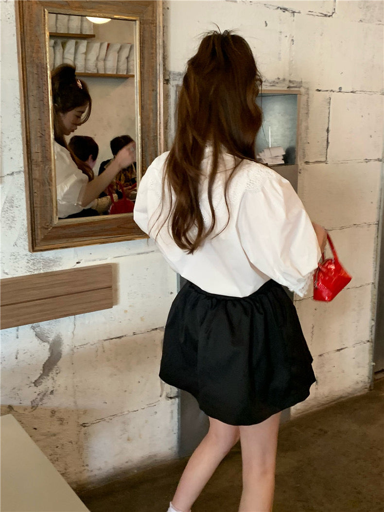 Puff Sleeve White Top