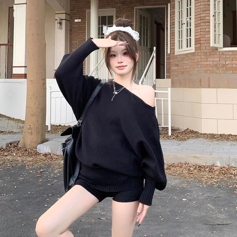 Black Top + Shorts Two Piece Set