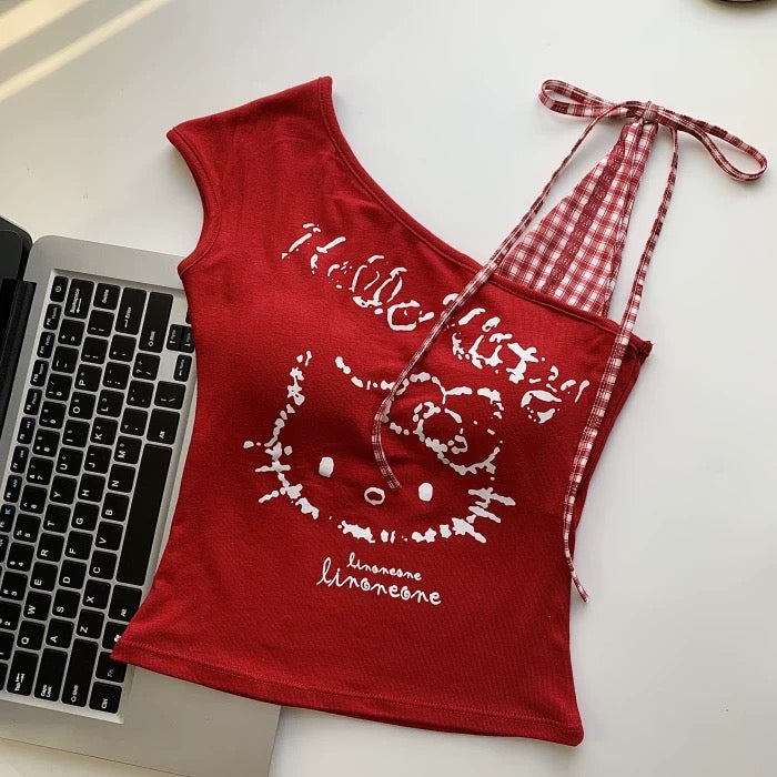 Kitty Side Tie Sleeveless Top