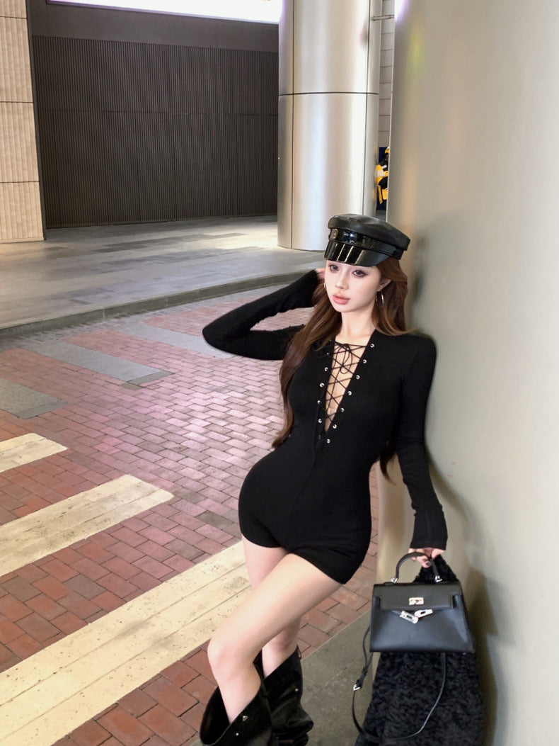 Black Long Sleeve Romper