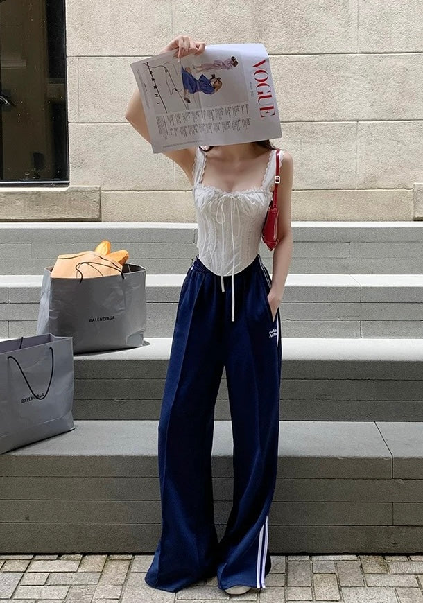 Mix Laces White Vest Top