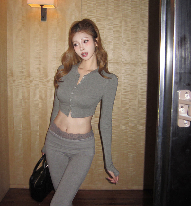 Long Sleeve Top + Long Pants Two Pieces Set