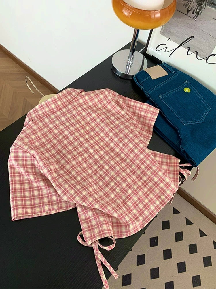 Ribbon Pocket Pink Shirt Top