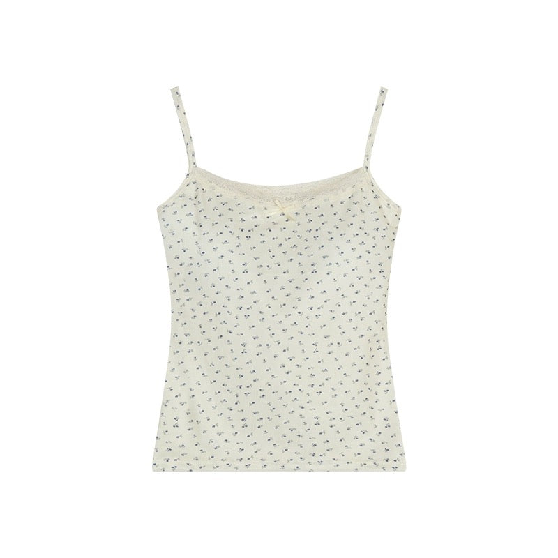 Mini Flower Basic Sleeveless Strap Top