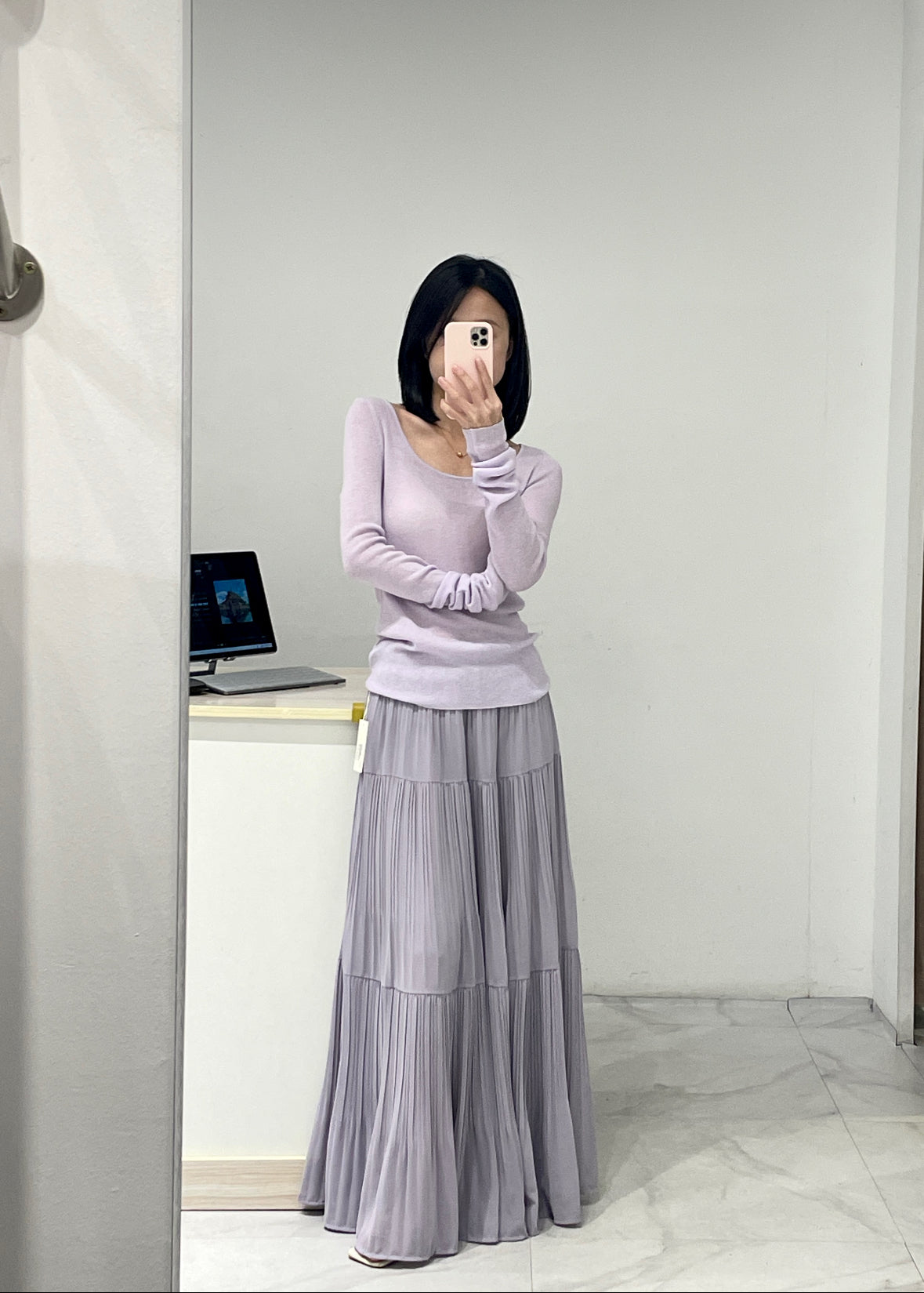 Pleated Chiffon Maxi Long Skirt