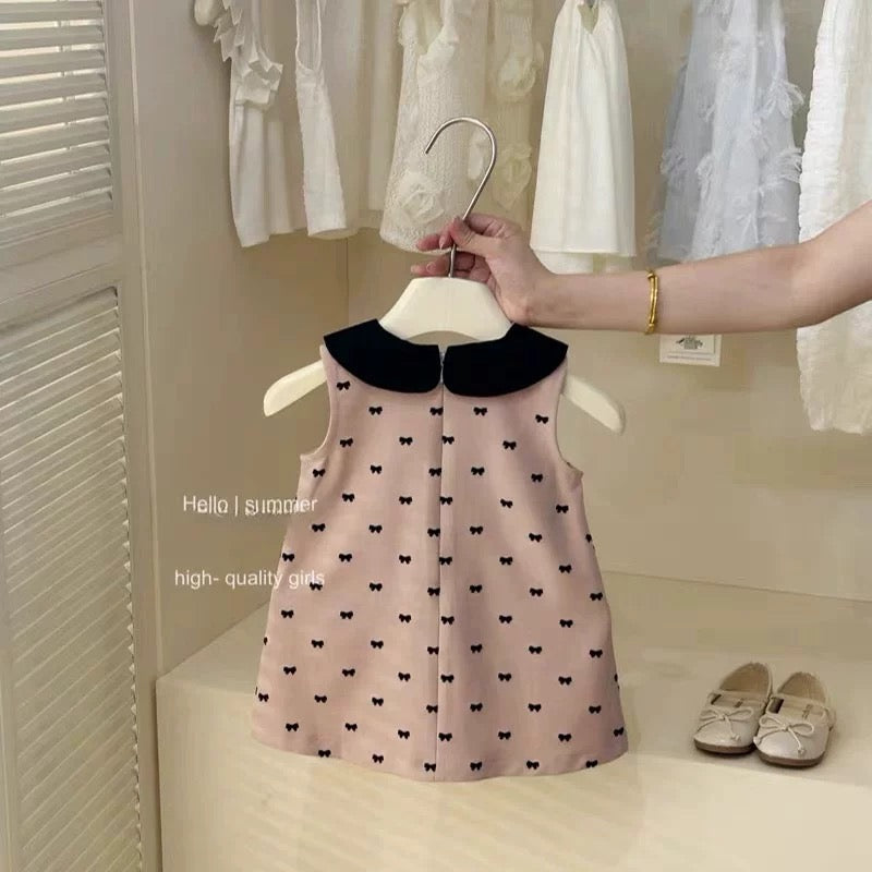 Little Girl Kids Ribbon Pink Dress (90,100)