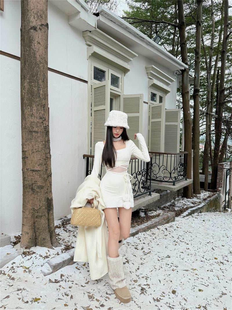 Waist Cut Long Sleeve Dress