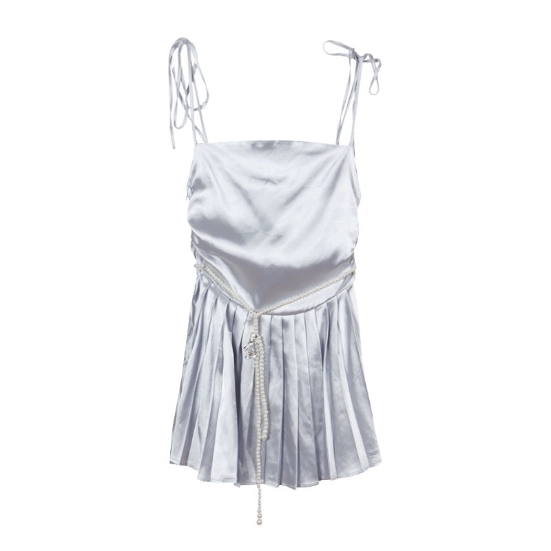 Ellie Silver Satin Dress (S, M)