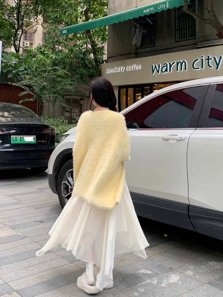 Yellow Fuzzy Cardigan