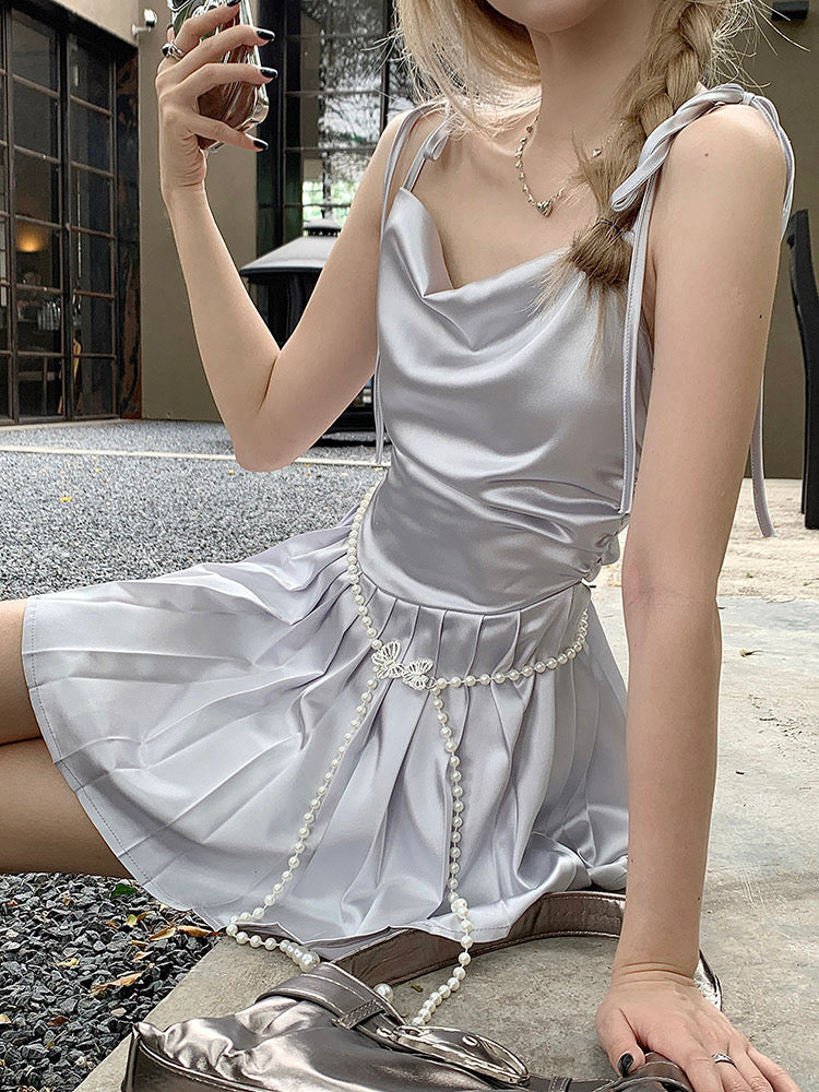 Ellie Silver Satin Dress (S)