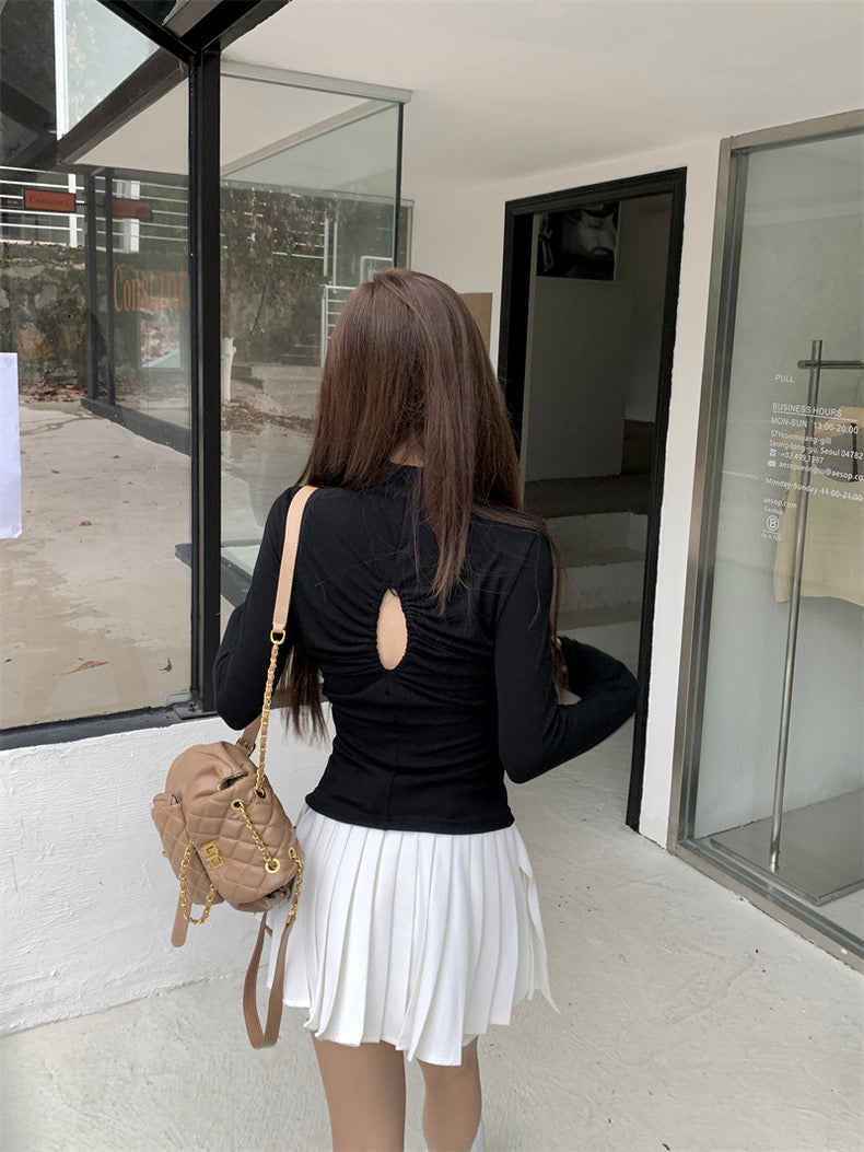 Halter Collar Long Sleeve Top