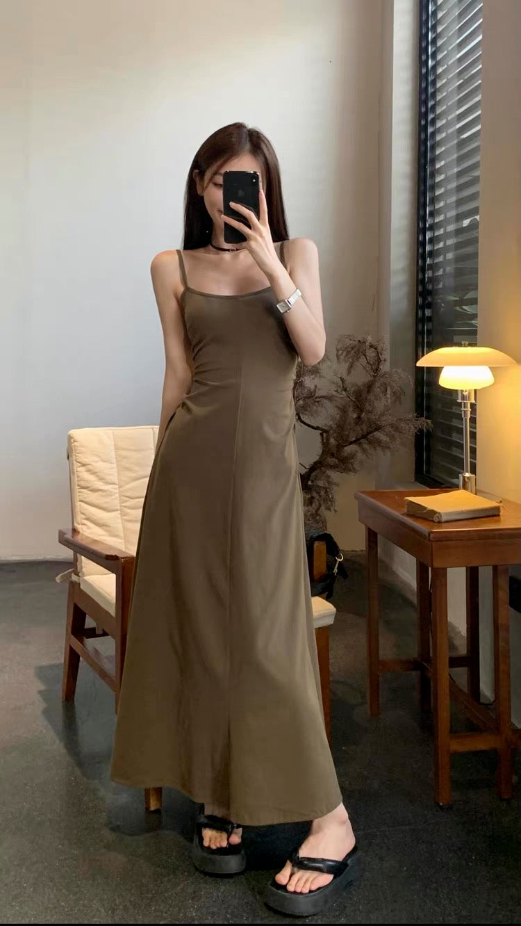 Bareback Waist Cut Long Dress